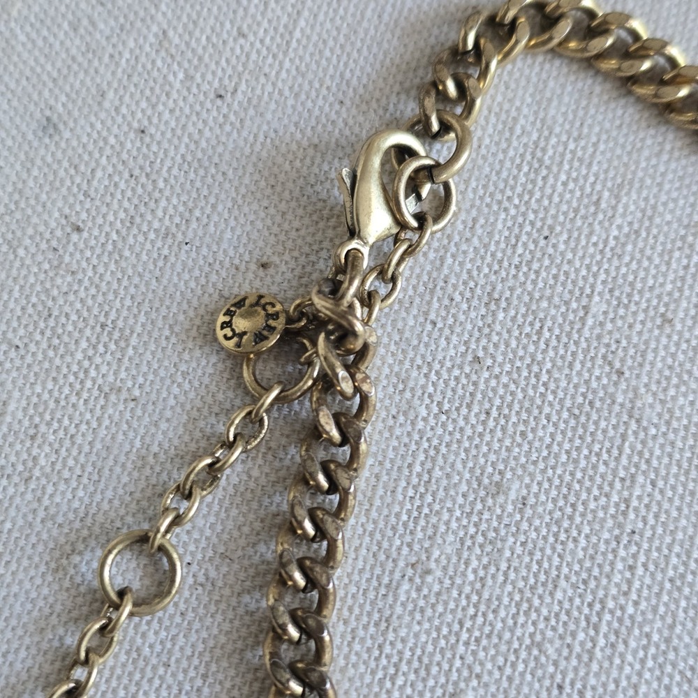 J.Crew Statement Necklace Mint Green‎ Blue Beige Crystal Faceted Resin Gold Tone - Picture 9 of 11